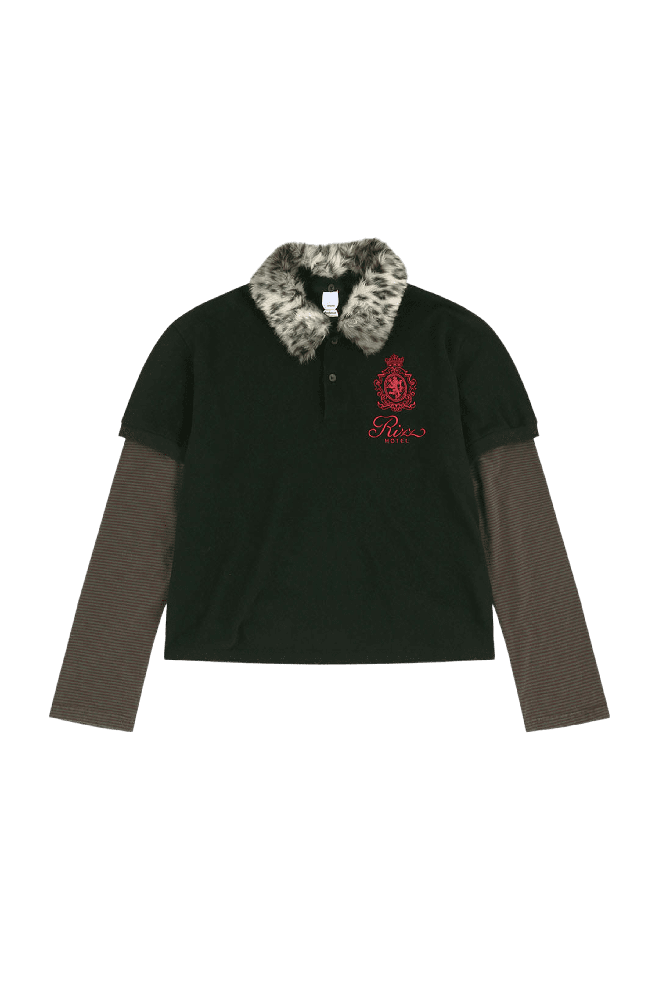 FUR COLLAR LAYERED POLO SHIRTS 