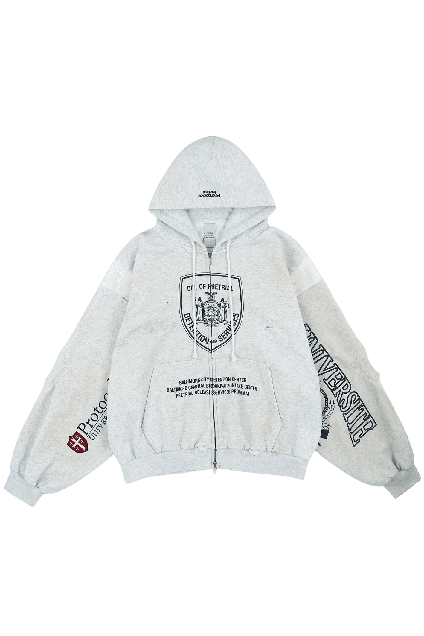 RECONSTRUCTED SWEATSHIRTS ZIP HOODIE 