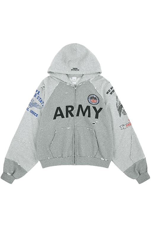 RECONSTRUCTED ZIP HOODIE